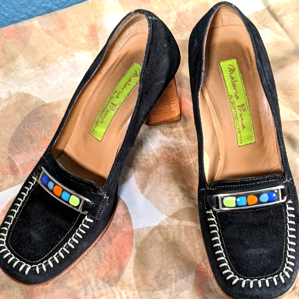 Materia Prima Italian black suede pumps